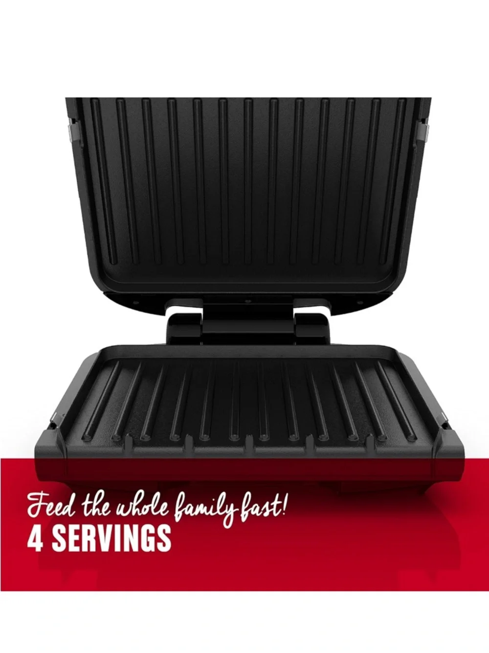 George Foreman 4-Serving Removable Plate Electric Grill, Black - Ship Alone - Picture 3 of 6